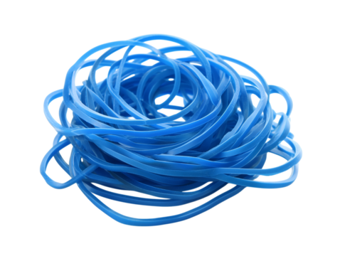 A captivating close-up showcases a vibrant bundle of neatly arranged blue rubber bands