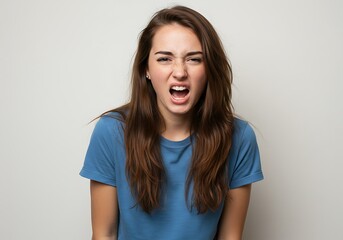 Fototapeta premium Angry Young Woman Shouting. AI Generated