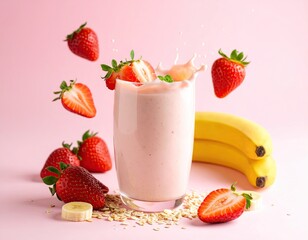 Strawberry banana smoothie with oats