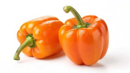 Two Orange Bell Peppers, Close-up Still Life Photography, Dew Drops, Fresh Produce, Vitamin C, Healthy Food, Orange Peppers Bell Peppers