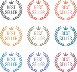 Obraz premium Nine Best Seller Laurel Wreath Badges in Various Colors award winner