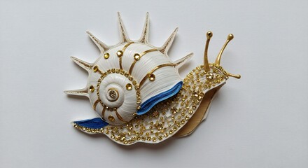 Obraz premium Elegant Snail Sculpture with Gold and Blue Accents