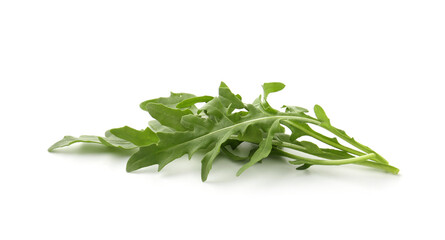 Fresh ripe green arugula leaves isolated on white