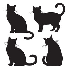 Vector art of four black cat silhouettes