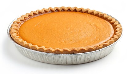 Whole Homemade Pumpkin Pie in Aluminum Pan, Thanksgiving Dessert, Autumn Recipe, Food Photography Pumpkin Pie, Thanksgiving