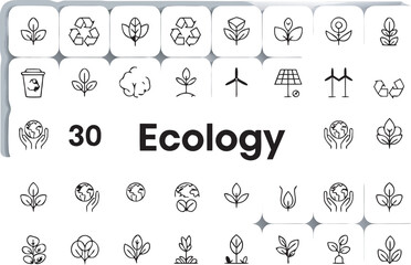 Set of 30 line icons representing various abstract shapes and elements graphic