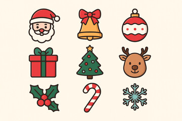 Fototapeta premium Playful and Cute Christmas Icons Set for Unique Graphic Design Projects
