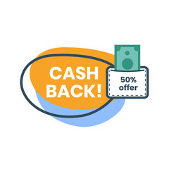 Cash Back Icon: A vibrant graphic showcases a cash back offer, with a sleek design. Perfect for promotional use and highlighting savings.
