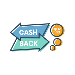 Cash Back and Savings Icon: A vibrant digital image showcasing the concept of cash back and savings, featuring arrows, circles, and text.