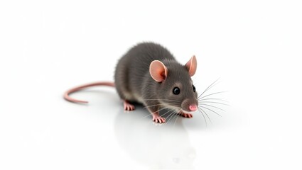 Gray rodent on a white background.
