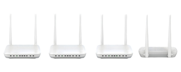 Studio-Lit Clean Transparent-Background wireless router with antennas versatile design element, transparent background, ideal for video overlays and marketing materials