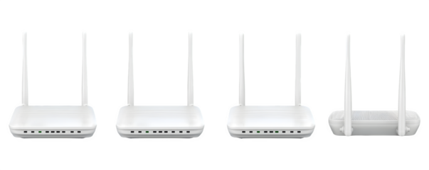 Studio-Lit Clean Transparent-Background wireless router with antennas versatile design element, transparent background, ideal for video overlays and marketing materials