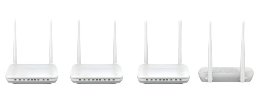 Studio-Lit Clean Transparent-Background wireless router with antennas versatile design element, transparent background, ideal for video overlays and marketing materials