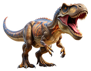 Obraz premium Roaring T-Rex in Dynamic Pose, Side View, Isolated on Transparent Background, AI Generated