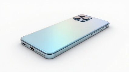Light blue gradient smartphone rendered in a  setting.
