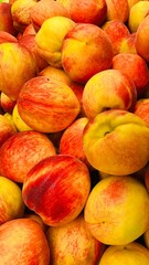 Fresh Ripe Peaches Close-Up with Vibrant Red and Yellow Skin