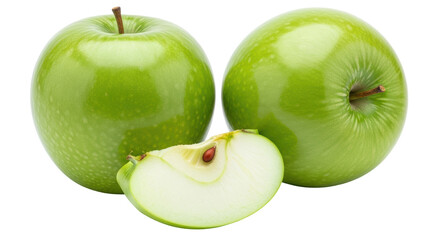 Isolated Green Apples and Slice