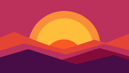 sunset in the mountains vector illustration