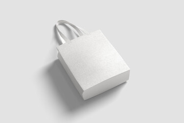 Blank shopping bag mockup high angle view