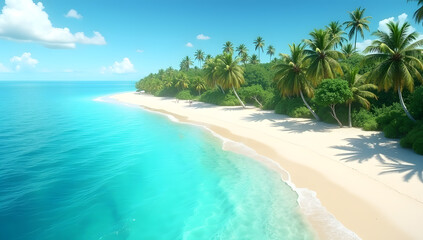Aerial View of Tropical Beach with Clear Water