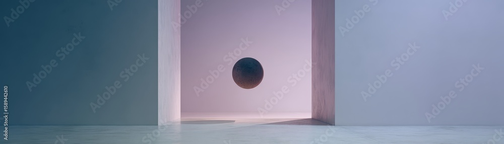 Aufkleber intriguing black object in a room illuminated by single light source, play of shadow and light