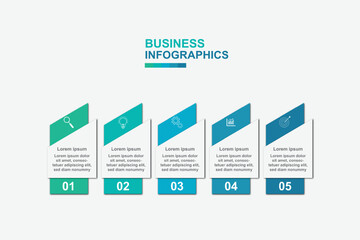 Editable business infographic template design with 5 steps. Infographic template which can be used for presentations banners, workflow layout, annual report, web design.