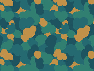 Teal, Green & Gold Abstract Camouflage Seamless Pattern
