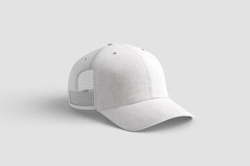 Blank trucker hat mockup high angle view