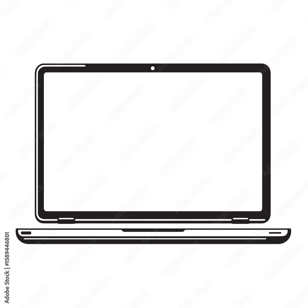Poster simple stylized illustration of a laptop computer featuring a clean modern design element and minima