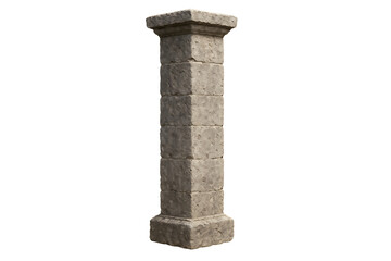 Ancient stone pillar isolated on transparent background