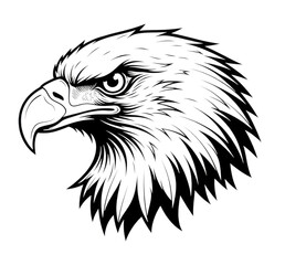 Obraz premium Detailed sketch of a fierce eagle head showcasing strong features and intense expression, cutout isolated on transparent bg, png