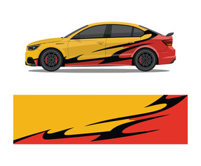 Fototapeta premium Car wrap and decal sticker design with modern abstract wave elements, ideal for drift racing, vehicle customization, and high-performance automotive branding templates