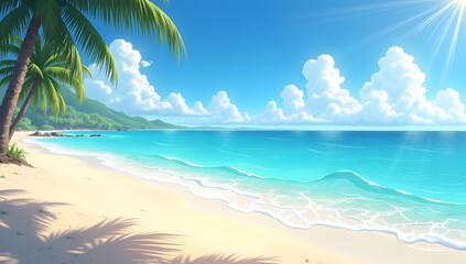 Fototapeta premium Aerial View of Tropical Beach with Clear Water