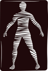 Obraz premium Abstract figure silhouette wrapped in dynamic white stripes on dark background illustration