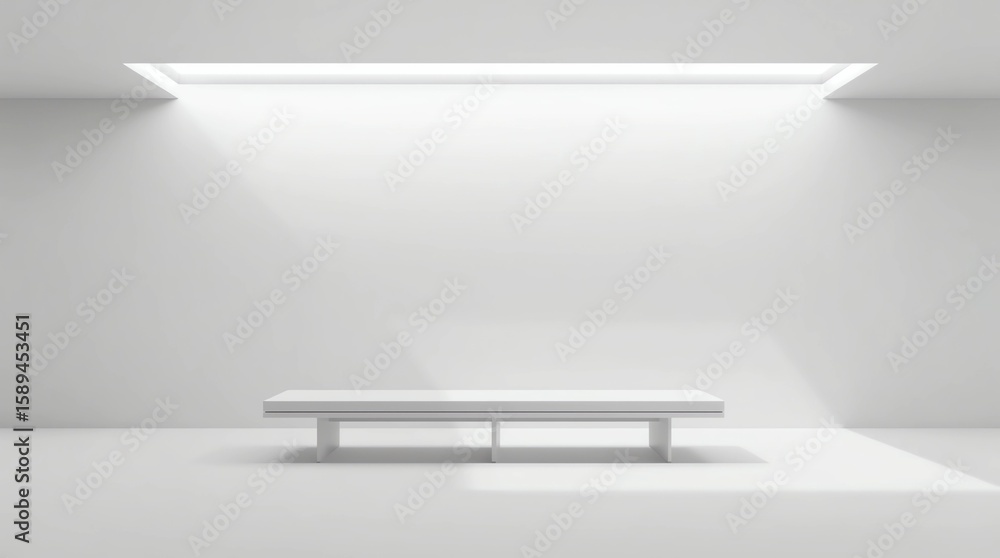 Poster empty pedestal or table podium display on white room and light background with futuristic stand conc