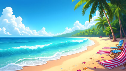Fototapeta premium Aerial View of Tropical Beach with Clear Water