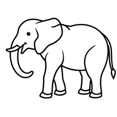 Fototapeta premium Simple outline drawing of an elephant isolated on white background