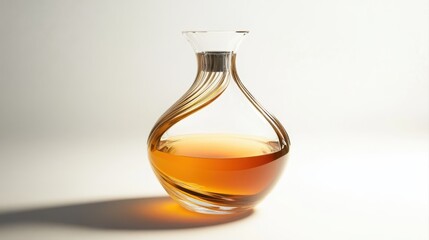 A Bottle of Perfume. Glass Bottle Isolated on White