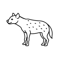 Stylized line drawing of a hyena standing profile isolated on white background