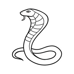 Simple black and white line drawing of a cobra snake isolated on white background
