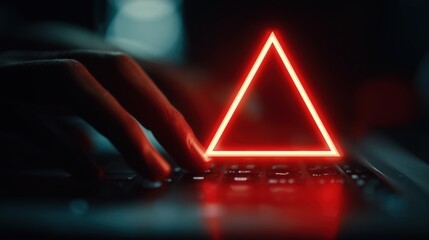 Digital Triangle: A sleek image features a modern triangular design glowing brightly on the keyboard, inviting curiosity and highlighting the power of digital connectivity.