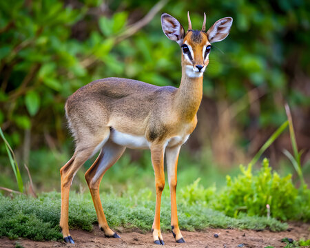 Dik dik standing in dry African savanna