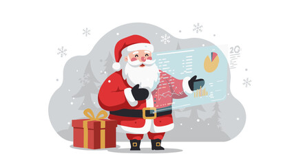 Santa Claus with AI hologram vector chrome red futuristic 2026