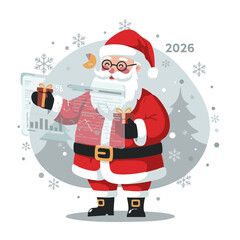 Santa Claus with AI hologram vector chrome red futuristic 2026