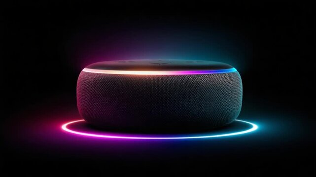Dark smart speaker with vibrant light ring
