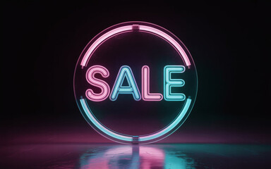Vibrant neon sale sign illuminated against a dark background representing promotions and discount offers for shopping