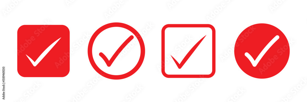 Poster check mark icon, symbol vector. tick mark with checkbox icon. red checkmark sign for app, ui, websit