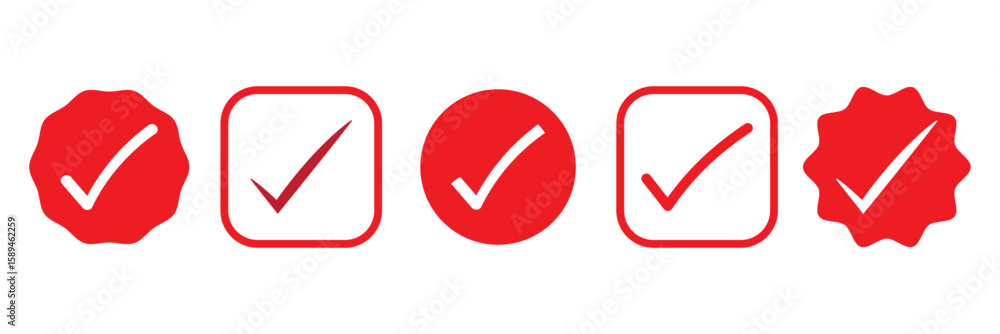 Aufkleber check mark icon, symbol vector. tick mark with checkbox icon. red checkmark sign for app, ui, websit