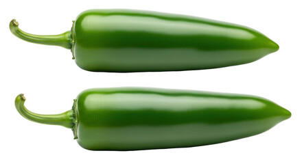 Isolated Two Green Jalapeno Peppers on White Background