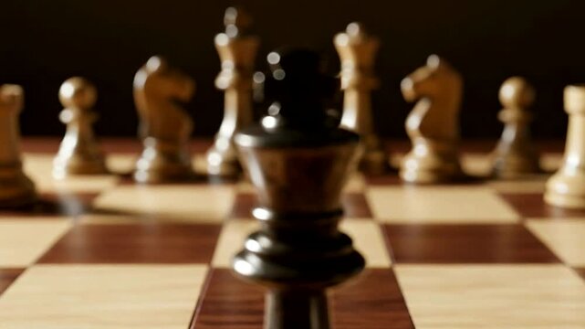 Black king chess piece on a  board